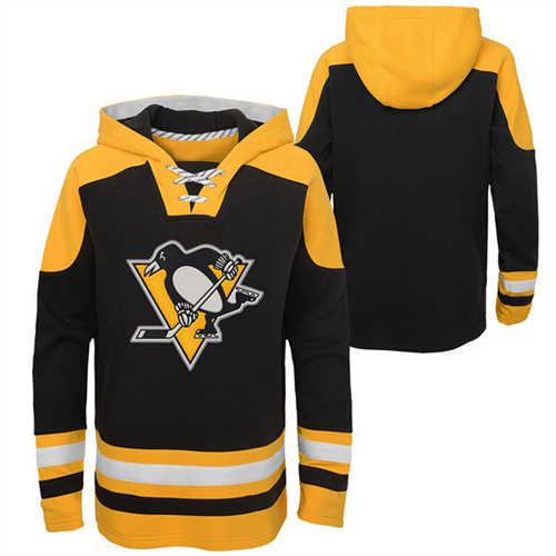 Pittsburgh Penguins Black Ageless Must-Have Lace-Up Pullover Hoodie